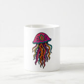 Trippy Jellyfish Mug – Neon Sea Vibes Kaffeetasse (Mittel)