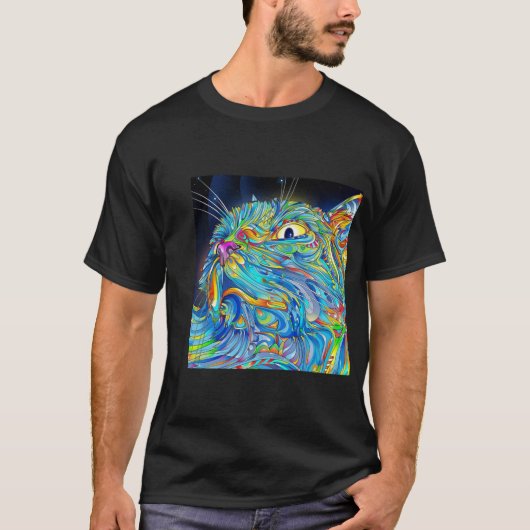 Trippy Katzen-Kunst-grafisches T-Shirt (Vorderseite)