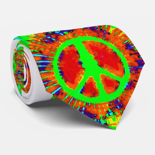 Trippy Krawatte Dye Psychedelic Peace Sign (Gerollt)