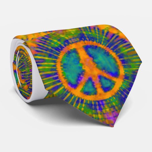 Trippy Krawatte Dye Psychedelic Peace Sign (Gerollt)
