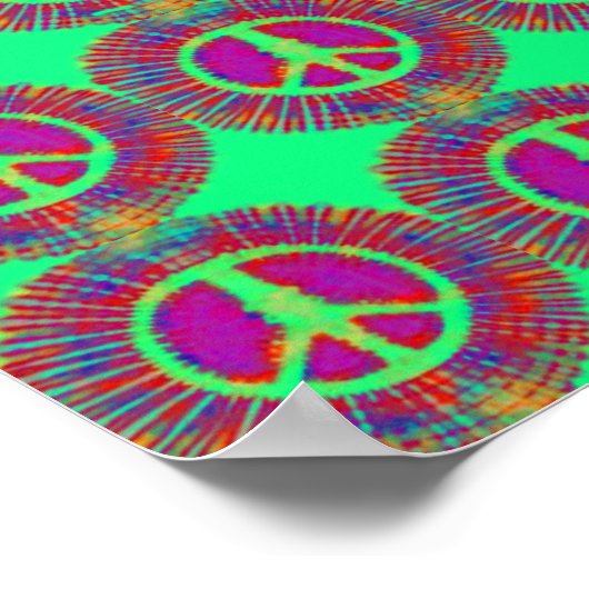 Trippy Krawatte Dye Psychedelic Peace Sign Poster (Ecke)