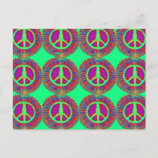 Trippy Krawatte Dye Psychedelic Peace Sign Postkarte (Vorderseite)