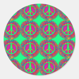 Trippy Krawatte Dye Psychedelic Peace Sign Runder Aufkleber