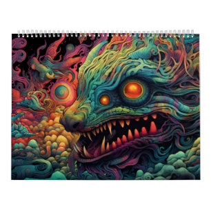 Trippy-Kreatur mit psychedelischem Muster Kalender