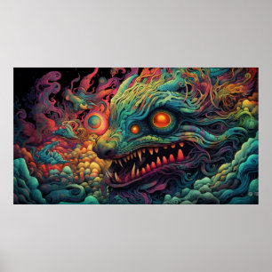 Trippy-Kreatur mit psychedelischem Muster Poster