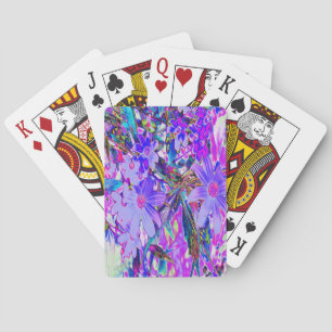 Trippy Lila und Magenta Bunte Wildblumen Spielkarten