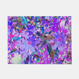 Trippy-Lila und Magenta-farbene Wildblumen Fußmatte