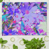 Trippy-Lila und Magenta-farbene Wildblumen Geschirrtuch (Gefaltet)