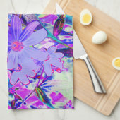 Trippy-Lila und Magenta-farbene Wildblumen Geschirrtuch (Viertel Falte)