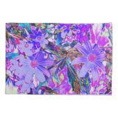 Trippy-Lila und Magenta-farbene Wildblumen Kissenbezug (Rückseite)