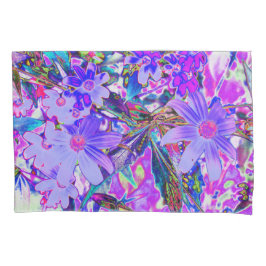 Trippy-Lila und Magenta-farbene Wildblumen Kissenbezug