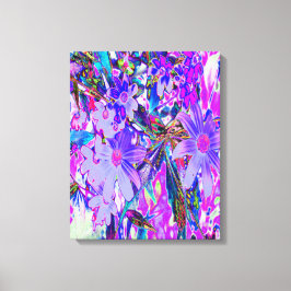 Trippy-Lila und Magenta-farbene Wildblumen Leinwanddruck