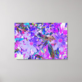 Trippy-Lila und Magenta-farbene Wildblumen Leinwanddruck