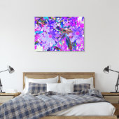 Trippy-Lila und Magenta-farbene Wildblumen Leinwanddruck (Insitu (Schlafzimmer))