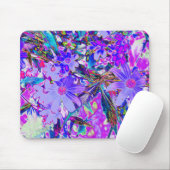 Trippy-Lila und Magenta-farbene Wildblumen Mousepad (Mit Mouse)