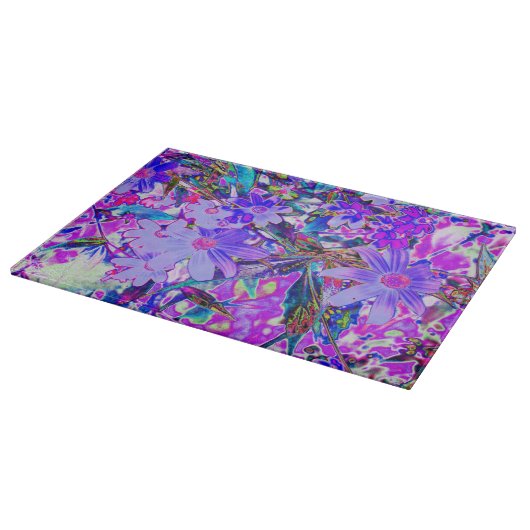 Trippy-Lila und Magenta-farbene Wildblumen Schneidebrett (Ecke)