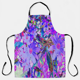 Trippy-Lila und Magenta-farbene Wildblumen Schürze