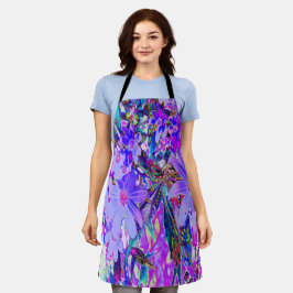 Trippy-Lila und Magenta-farbene Wildblumen Schürze