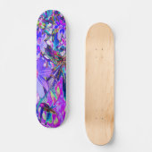 Trippy-Lila und Magenta-farbene Wildblumen Skateboard (Vorderseite)