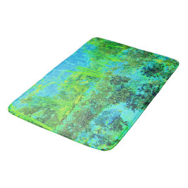 Trippy Lime Green and Blue Garden Landschaft Badematte
