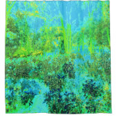 Trippy Lime Green and Blue Garden Landschaft Duschvorhang (Vorderseite)