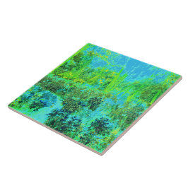 Trippy Lime Green and Blue Garden Landschaft Fliese
