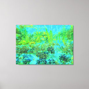Trippy Lime Green and Blue Garden Landschaft Leinwanddruck