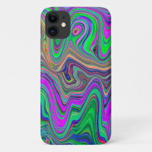 Trippy Lime Green und Lila Farbwellen