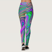 Trippy Lime Green und Lila Farbwellen Leggings (Rückseite)