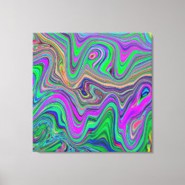 Trippy Lime Green und Lila Farbwellen Leinwanddruck