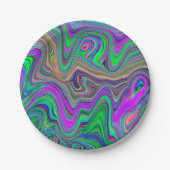 Trippy Lime Green und Lila Farbwellen Pappteller (Vorderseite)