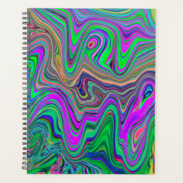 Trippy Lime Green und Lila Farbwellen Planer