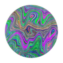 Trippy Lime Green und Lila Farbwellen Schneidebrett