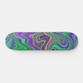 Trippy Lime Green und Lila Farbwellen Skateboard (Horizontal)