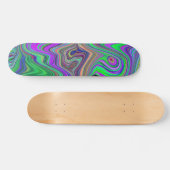 Trippy Lime Green und Lila Farbwellen Skateboard (Horizontal)