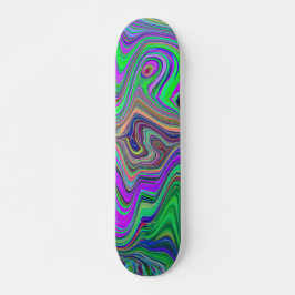 Trippy Lime Green und Lila Farbwellen Skateboard