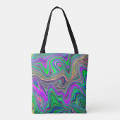 Trippy Lime Green und Lila Farbwellen Tasche (Rückseite)