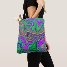 Trippy Lime Green und Lila Farbwellen Tasche