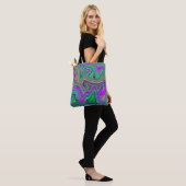 Trippy Lime Green und Lila Farbwellen Tasche (Am Model)