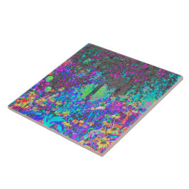 Trippy Lime Green und Lila Garden Sunrise Fliese