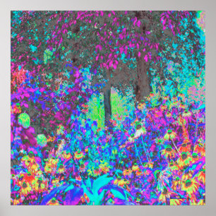Trippy Lime Green und Lila Garden Sunrise Poster