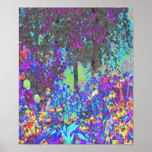 Trippy Lime Green und Lila Garden Sunrise Poster (Vorne)