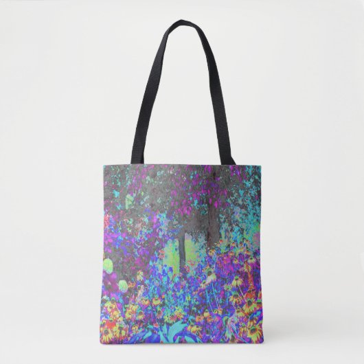 Trippy Lime Green und Lila Garden Sunrise Tasche (Vorderseite)