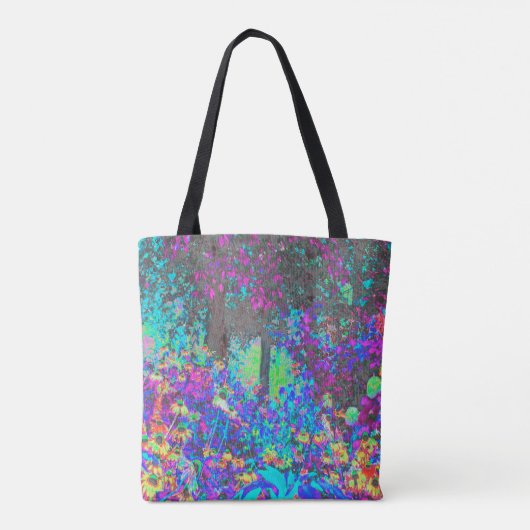 Trippy Lime Green und Lila Garden Sunrise Tasche (Rückseite)