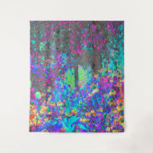 Trippy Lime Green und Lila Garden Sunrise Wandteppich (Vorderseite)