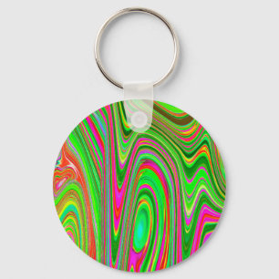 Trippy Lime Green und Magenta Abstrakte Kunst und Schlüsselanhänger