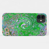 Trippy Lime Green und Pink Abstrakt Retro Swirl Case-Mate iPhone Hülle (Rückseite (Horizontal))