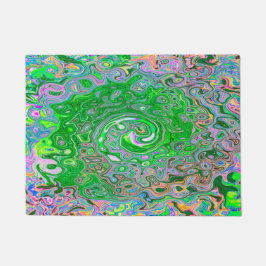 Trippy Lime Green und Pink Abstrakt Retro Swirl Fußmatte