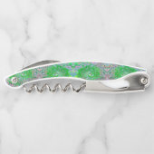 Trippy Lime Green und Pink Abstrakt Retro Swirl Kellnermesser (Rückseite)