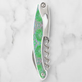 Trippy Lime Green und Pink Abstrakt Retro Swirl Kellnermesser (Rückseite)